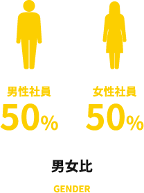 男女比　50%：50%
